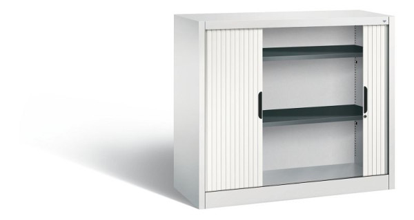 C+P Sideboard mit Rollladen Omnispace, H1030xB1200xT420mm, Farbe: Lichtgrau / Verkehrsweiß, Griffmulde, 2 OH, 3243-00 S10214