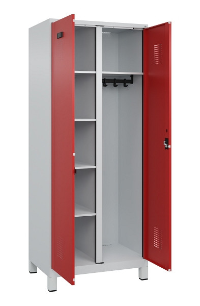 C+P Wäsche-/Garderobenspind Evolo PLUS, mit Füßen, 2 Abteile, 1950x800x500mm, 7, Frontfarbe RAL 3000 feuerrot, Zylinderschloss, 049610-22 S10030