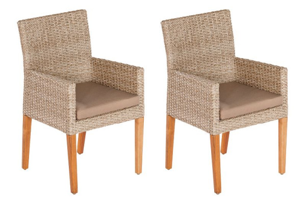 Merxx Ranzano Sessel, 2er Set, inkl. Sitzkissen, Sesselbeine aus Akazienholz, schilf, FSC Akazienholz, 50439-259