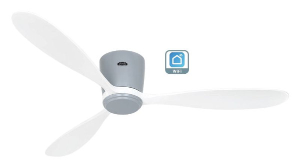 CasaFan Deckenventilator Eco Plano Wood Lack lichtgrau-Massivholz Lack weiß WiFi, 313277W
