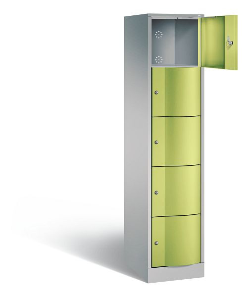 C+P Schließfachschrank Resisto, H1950xB396xT540mm, Farbe: Weißaluminium / Viridingrün, 8570-172 S10116