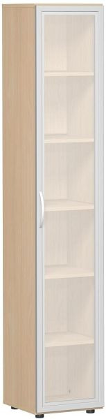 geramöbel Flügeltürenschrank mit satinierter Glastür im Holzrahmen, mit Standfüßen, Griff links oder rechts, inkl. Türdämpfer, Buche, S-346838-GTB