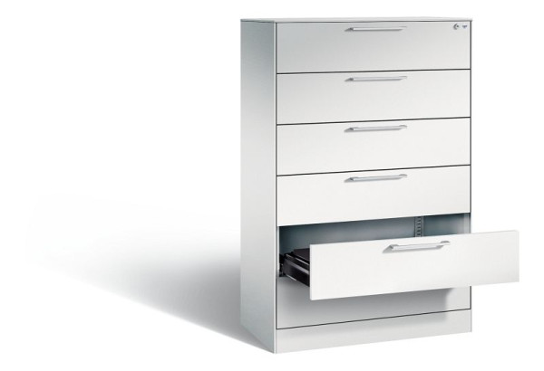 C+P Karteischrank Asisto, H1310xB800xT435mm, Farbe: Lichtgrau, Bügelgriff, Stahl-Abdeckplatte, 146023-623 S10019