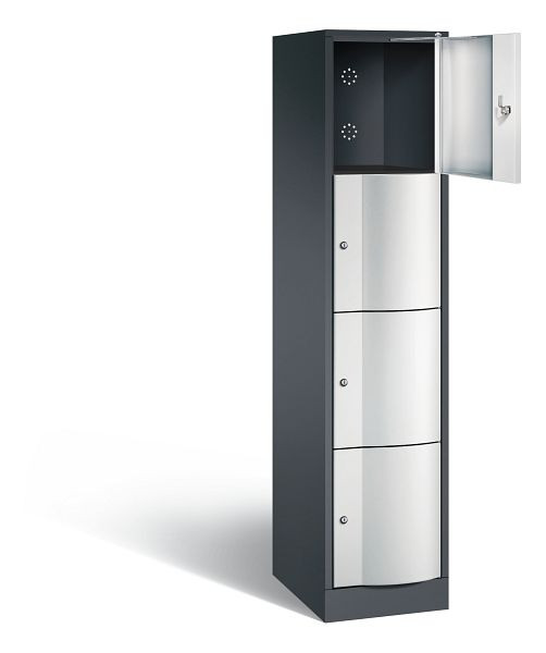 C+P Schließfachschrank Resisto, H1950xB396xT540mm, Farbe: Schwarzgrau / Lichtgrau, 8470-172 S10043
