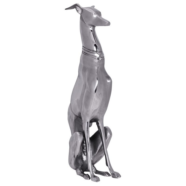 Wohnling Dekoration Design Dog aus Aluminium silbern Windhund Skulptur Hundestatue, WL1.251