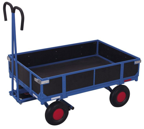 VARIOfit Handpritschenwagen mit Bordwand, Außenmaß: 1.135 x 730 x 1.200 mm, RAL 5010 enzianblau, Radsatz: Luftbereifung, zu-15102