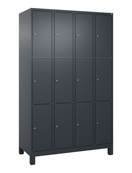 C+P Schließfachschrank Classic PLUS, Füße, 4 Abteile mit je 3 Fächern, 1950x1200x500mm, 7016/7016, 080010-403 S10012
