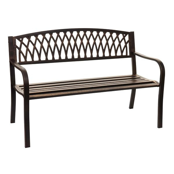Mendler Gartenbank HWC-F45, Bank Parkbank Sitzbank, 2-Sitzer pulverbeschichteter Stahl, vintage bronze, 76776