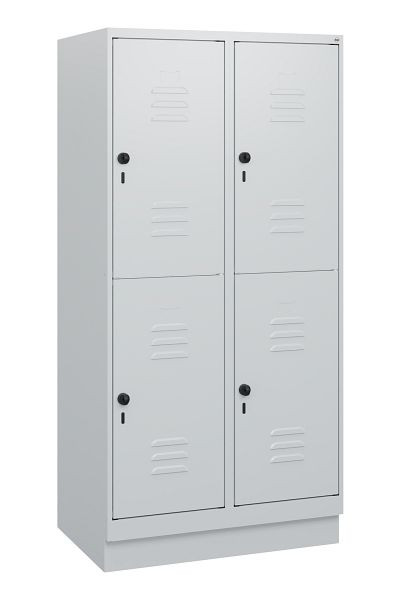 C+P Doppelstöckiger Spind Classic PLUS, Sockel, 2 Abteile, 1630x800x500mm, 7035/7035, Drehriegel, 0803205-22 S10009