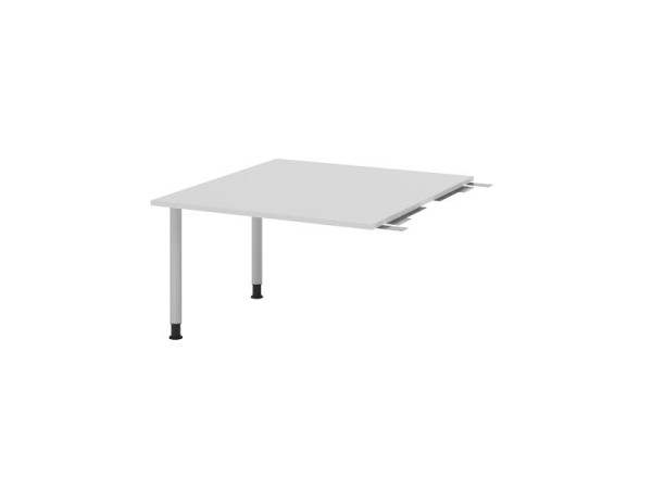 Hammerbacher Verkettungsplatte VKT, Farbe Tischplatte: Grau, Platte: 1200 x 1300 x 25 mm, Rundrohr-Fuß Silber, Arbeitshöhe: 720 - 740 mm, VKT12C/5/S
