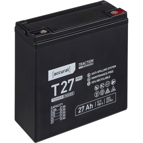 Accurat Traction Pro T27 AGM Batterie 12V 27Ah, VBB-AGM-P-T27