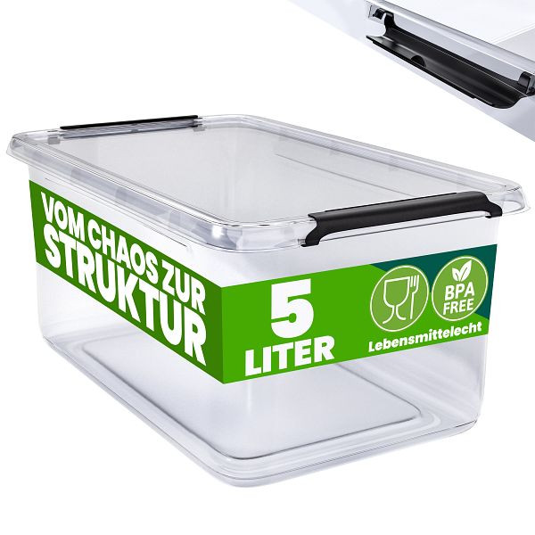 DEUBA Aufbewahrungsbox 30x20x12cm 5L transparent stapelbar BPA-frei, 109787