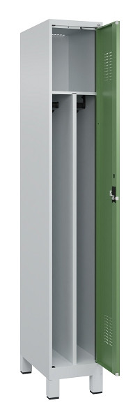 C+P Spind Evolo PLUS, mit Füßen, 1 Abteil, 1950x300x500mm, 7035/6011, Verschluss Zylinderschloss, 049010-10F S10037