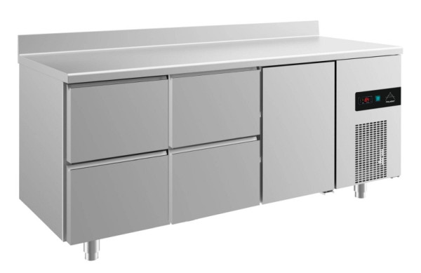 A&S Polarny Kühltisch -2 bis +8°C mit 1x Tür rechts und 2x zwei Schubladen, 1865 x 700 x 850 mm, mit Aufkantung, KT3ZZTA