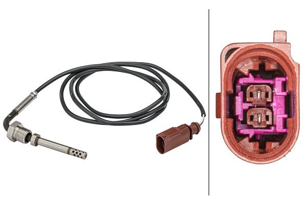 HELLA Sensor, Abgastemperatur, 2-polig, geschraubt, Kabel: 1180mm, 6PT 358 181-421