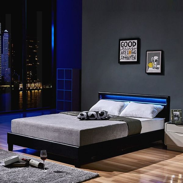 HOME DELUXE LED Bett ASTRO - 140 x 200 cm Schwarz, 7309