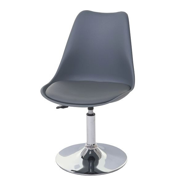 Mendler Drehstuhl Malmö T501, Stuhl Küchenstuhl, höhenverstellbar, Kunstleder, dunkelgrau, Chromfuß, 74874