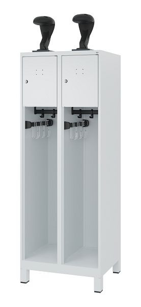 C+P Feuerwehrspind Evolo, Modell YOUNGSTER, 2 Abteile, H1530xB600xT500 mm, Lichtgrau, Füße, 0490015-20 S10012