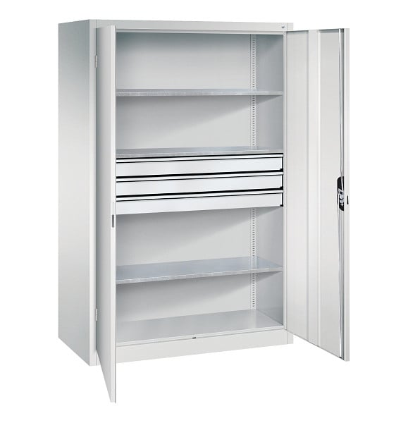 C+P Werkzeugschrank Acurado, H1950xB1200xT600mm, 7035/7035, 2 Einlegeböden, Traglast 70 kg, 8932-5030 S10348
