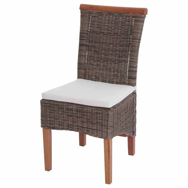 Mendler 2er-Set Esszimmerstuhl Savona, Stuhl Küchenstuhl, Rattan, mit Sitzkissen, 51365