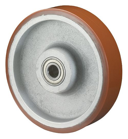 BS Rollen Polyurethanrad, Rad-Breite 50 mm, Rad-Ø 100 mm, Tragfähigkeit 400 kg, Lauffläche Guss-Polyurethan, Radkörper Guss, Kugellager, C10.106