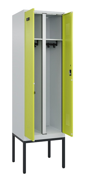 C+P Schwarz-Weiß-Spind Evolo PLUS, Gestell, 2 Abteile, 2120x600x500mm, 7035/0024, Zylinderschloss, 0490327-20 S10042