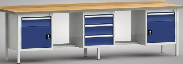 KLW Standard - Werkbank - 3000 x 700 x 840 mm, links & rechts 150EA/Tür, mittig 150EA/2x175EA, WS462N-3000M40-E2091
