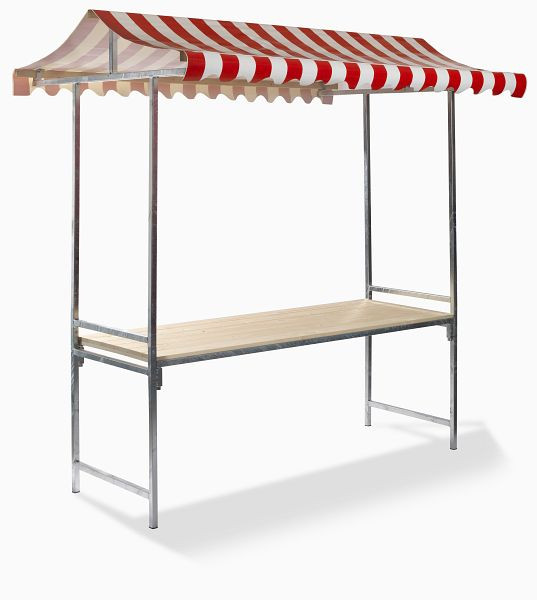 Feros Professioneller Marktstand rot-weiß, feuerverzinkter Stahl, feuerbeständige PVC Plane, Fichtenholz, 200x151x232cm (BxTxH), MSR10205R