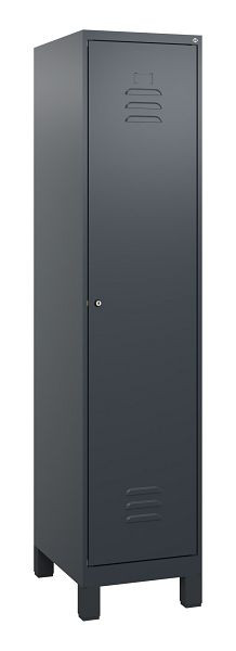 C+P Umkleidespind Classic PLUS mit Mitteltrennwand, Füße, 1800x400x500mm, 7016/7016, Zylinderschloss, 0800107-12F S10027