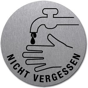 Moedel Piktogramm Hände waschen nicht vergessen, Edelstahl, selbstklebend, Ø 50 mm, 52506