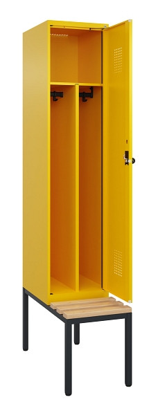 C+P Spind Evolo PLUS, 1 Abteile, 2120x400x815mm, 1023/1023, Haken 4, Drehriegel, Sitzfläche Buche-Hartholz, Sitzbank, Trennwand, 0490507-12F S10022