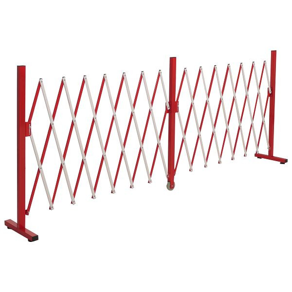 Mendler Alu Absperrgitter HWC-B34, Zaun Schutzgitter Scherengitter Trenngitter, ausziehbar 103x53-411cm, rot-weiß, 70977
