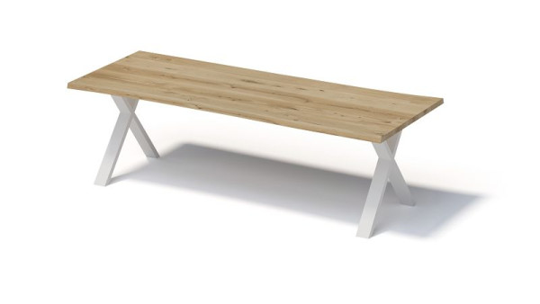 Bisley Fortis Table Natural, 2600 x 1000 mm, natürliche Baumkante, geölte Oberfläche, X-Gestell, Oberfläche: natürlich/Gestell: verkehrsweiß, FN2610XP396