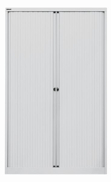 Bisley Rollladenschrank EuroTambour, 4 Fachböden, 5 OH, Rollladen lichtgrau, Korpus lichtgrau, ET412194SLG645