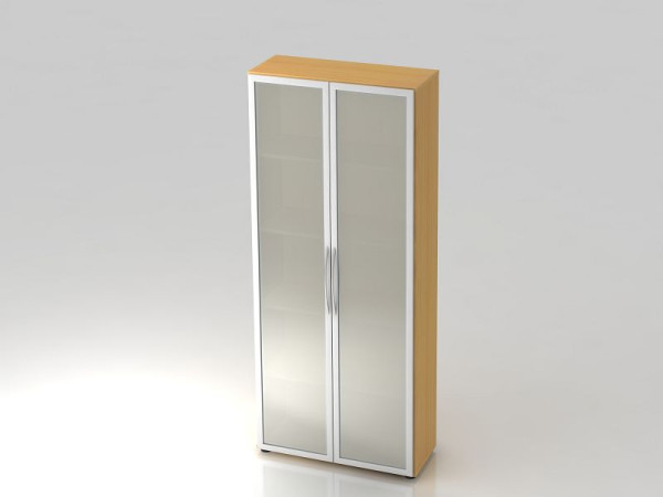 Hammerbacher Glastürenschrank 5OH 34, 6cm tief Bogengriff Buche, 80x34,9x188 cm (BxTxH), V4200/6/S/BM
