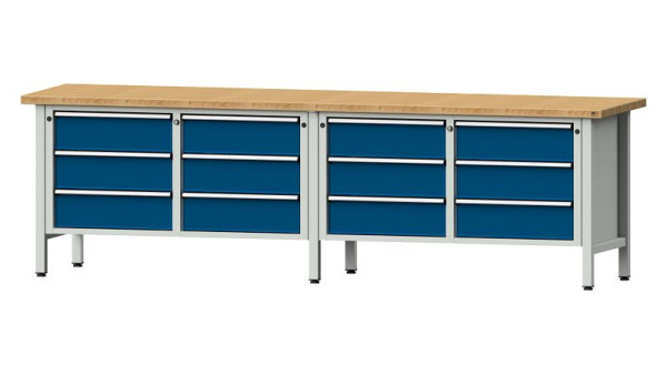 ANKE Werkbänke Kastenwerkbank, Modell 108 V, 2800 x 700 x 840 mm, RAL 7035/5010, BMP 40 mm, 301.444