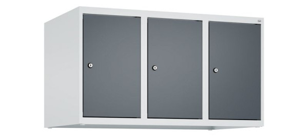 C+P Schrankaufsatz Classic PLUS, Aufsatzschrank, 7035/7016, Zylinderschlösser, 500x900x500mm, 3 Abteile, 080090-30 S10023