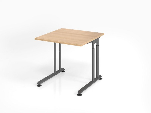 Hammerbacher Schreibtisch ZS08, 80 x 80 cm, Platte: Eiche, 25 mm dick, ABS-Dickkante, Rechteckform, Graphit, VZS08/E/G