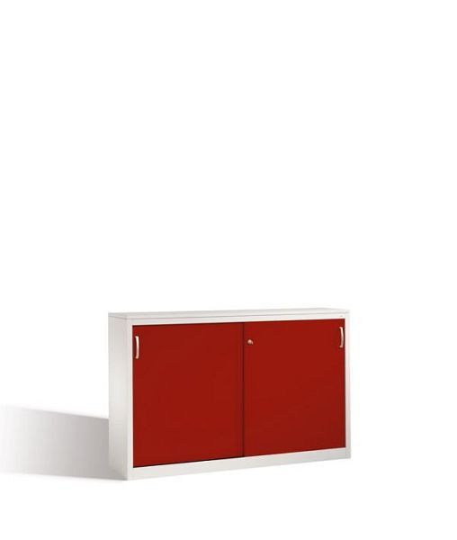 C+P Sideboard mit Schiebetüren Acurado, H1000xB1600xT400mm, Farbe: Lichtgrau / Rubinrot, Bügelgriff, 2146-00 S10069