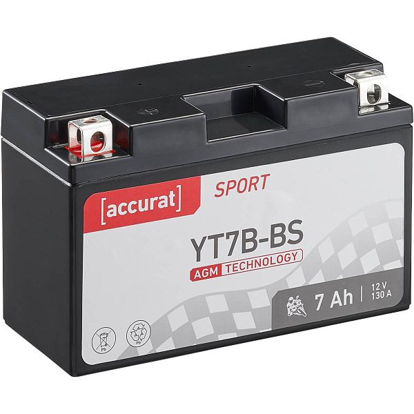 Accurat Sport AGM YT7B-BS Motorradbatterie 7Ah 12V 130A YT7B-4, MBA-YT7B