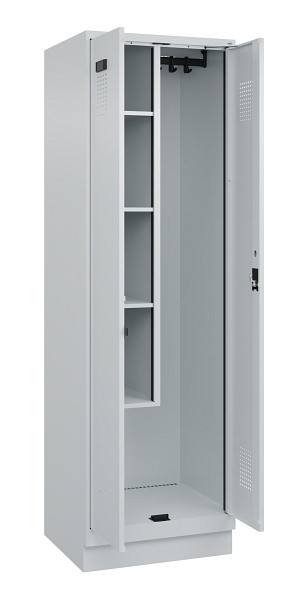 C+P Putzmittel-Spind Evolo PLUS, mit Sockel, 2 Abteile, 1950x600x500mm, 7035/703, Zylinderschloss, 049120-00 S10040