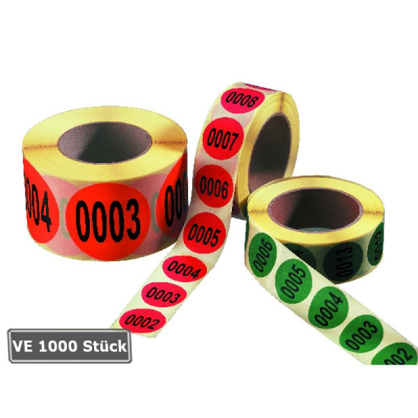 Stein HGS Lageretiketten, fortlaufend nummeriert, rot, 1000 Stück auf Rolle, 32.3538-06