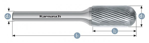 Karnasch Hartmetall-Frässtift unbeschichtet WRC/ HP-5 d1=3 / l2=14 / d2=3 / l1=50mm, VE: 4 Stück, 113023030
