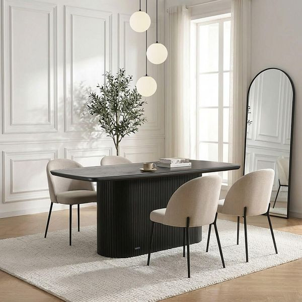 HOME DELUXE Esstisch Eiche geölt RABOS Schwarz - 220 x 100 cm, 74692