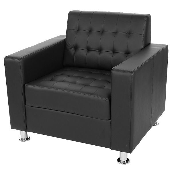 Mendler Sessel Kunda, Clubsessel Loungesessel, Kunstleder, Metall-Füße, schwarz, 51629+51630
