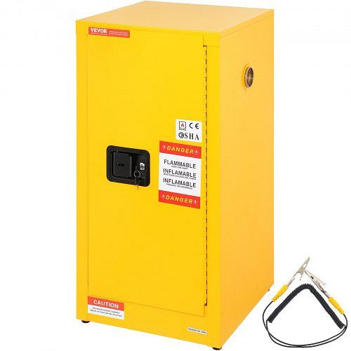 VEVOR Sicherheitsschrank für brennbare Flüssigkeiten, Einzeltür und manueller Verschluss, Gelb, 900 x 460 x 460 mm, XFG900X460X460HS1V0