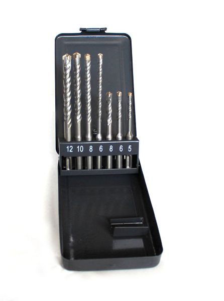 VaGo-Tools Bohrer SDS Plus 7-teiliges Set doppelter Wendel+ Kreuz Quadro, SDS-7_xv