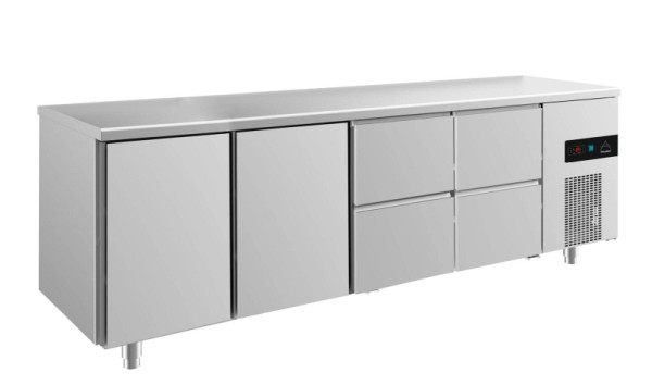 A&S Polarny Kühltisch -2 bis +8°C mit 2x Türen und 2x zwei Schubladen rechts, 2330 x 700 x 850 mm, KT4TTZZ