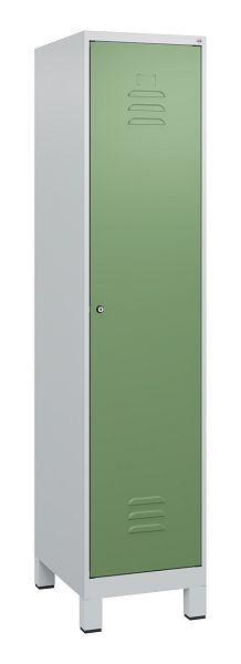 C+P Umkleidespind Classic PLUS, Füße, 1800x400x500mm, 7035/6011, Zylinderschloss, 0800107-12 S10021