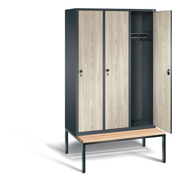 C+P Garderobenschrank Evolo, H2090xB1200xT815mm, Farbe: Anthrazitgrau / Dekor Sen-Esche, 48050-32 S10465